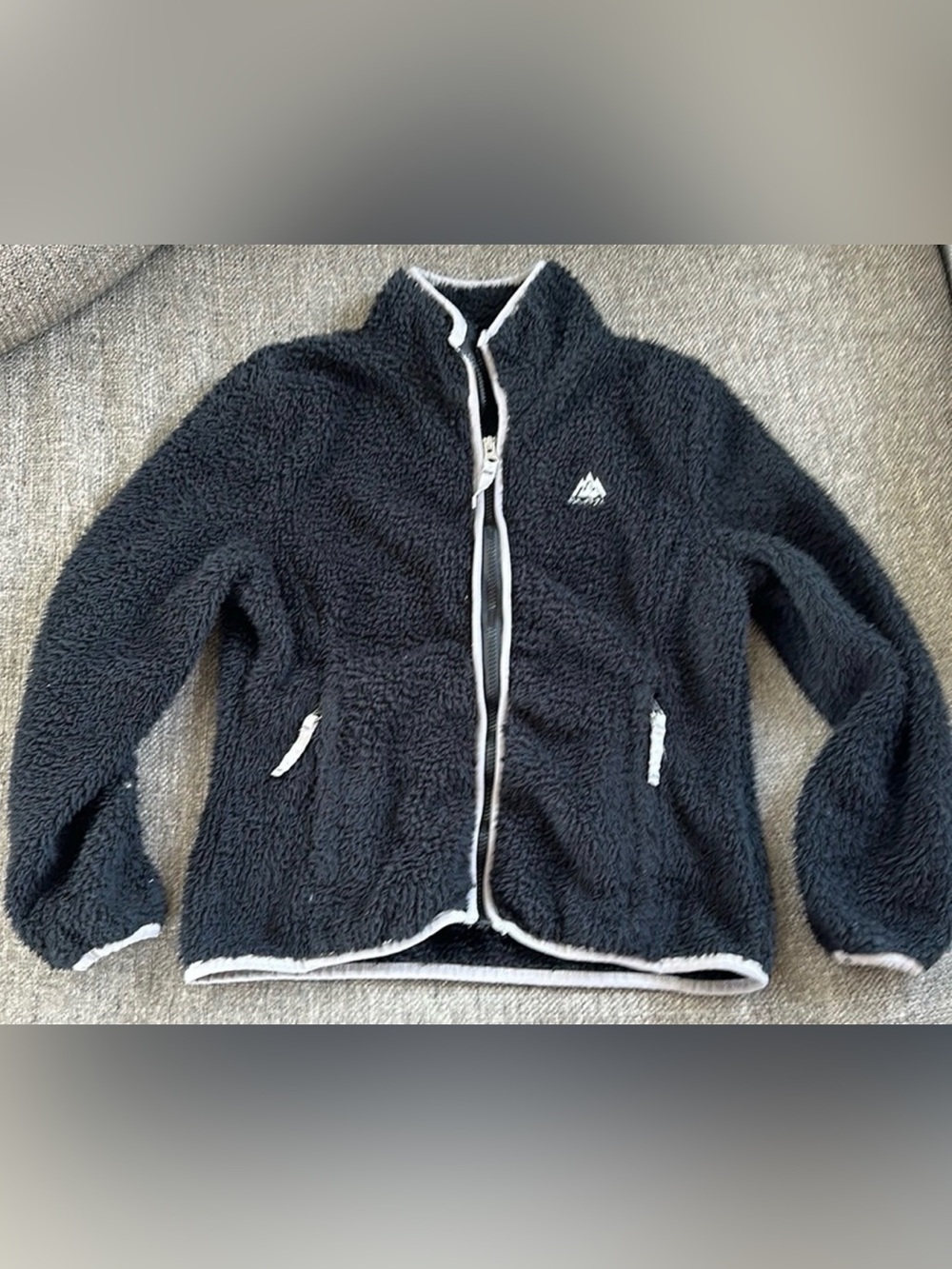 Snozu Kids Black High Pile Sherpa Fleece Full Zip Jacket Coat Size M 10/12 Gorp
